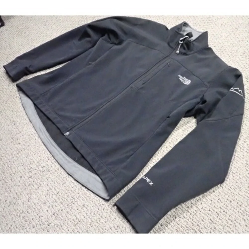 The North Face Apex Jacket Men XL Black Excellent Softshell Full Zip Windbreaker
